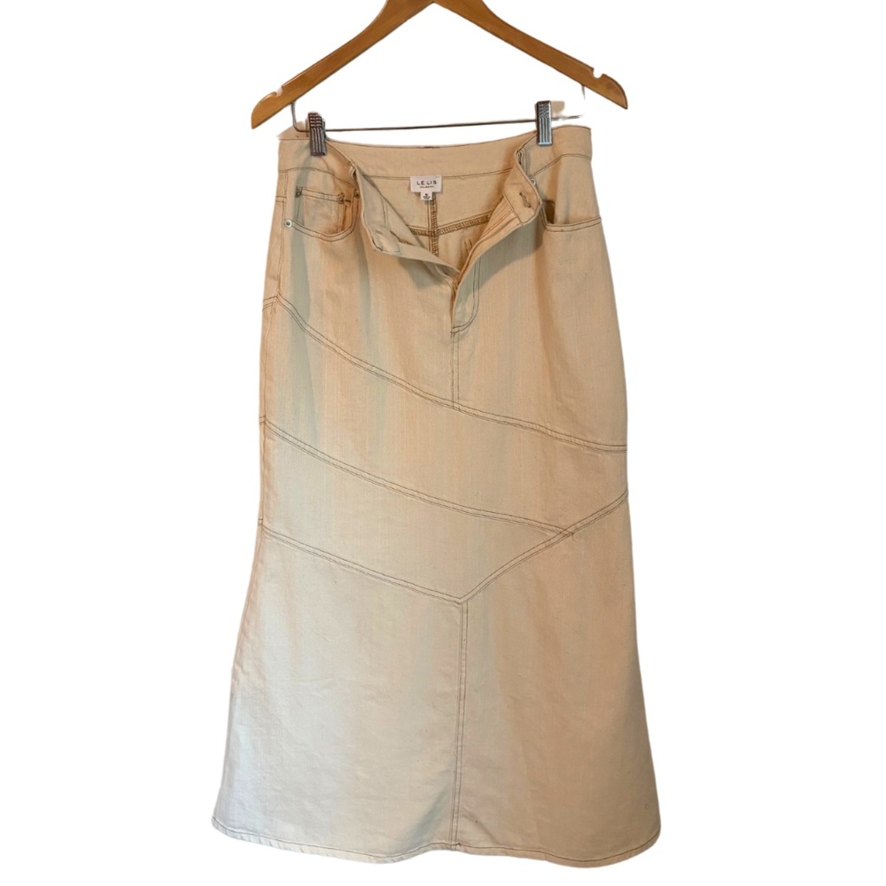Le Lis Patchwork Beige Maxi Skirt